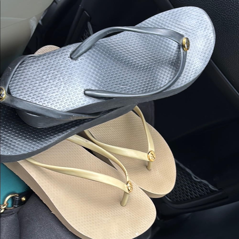Tory Burch wedge flip flops 2 pairs